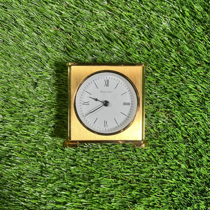 Vtg Tiffany & Co Portfolio Brass Table Dest Clock USED v18055