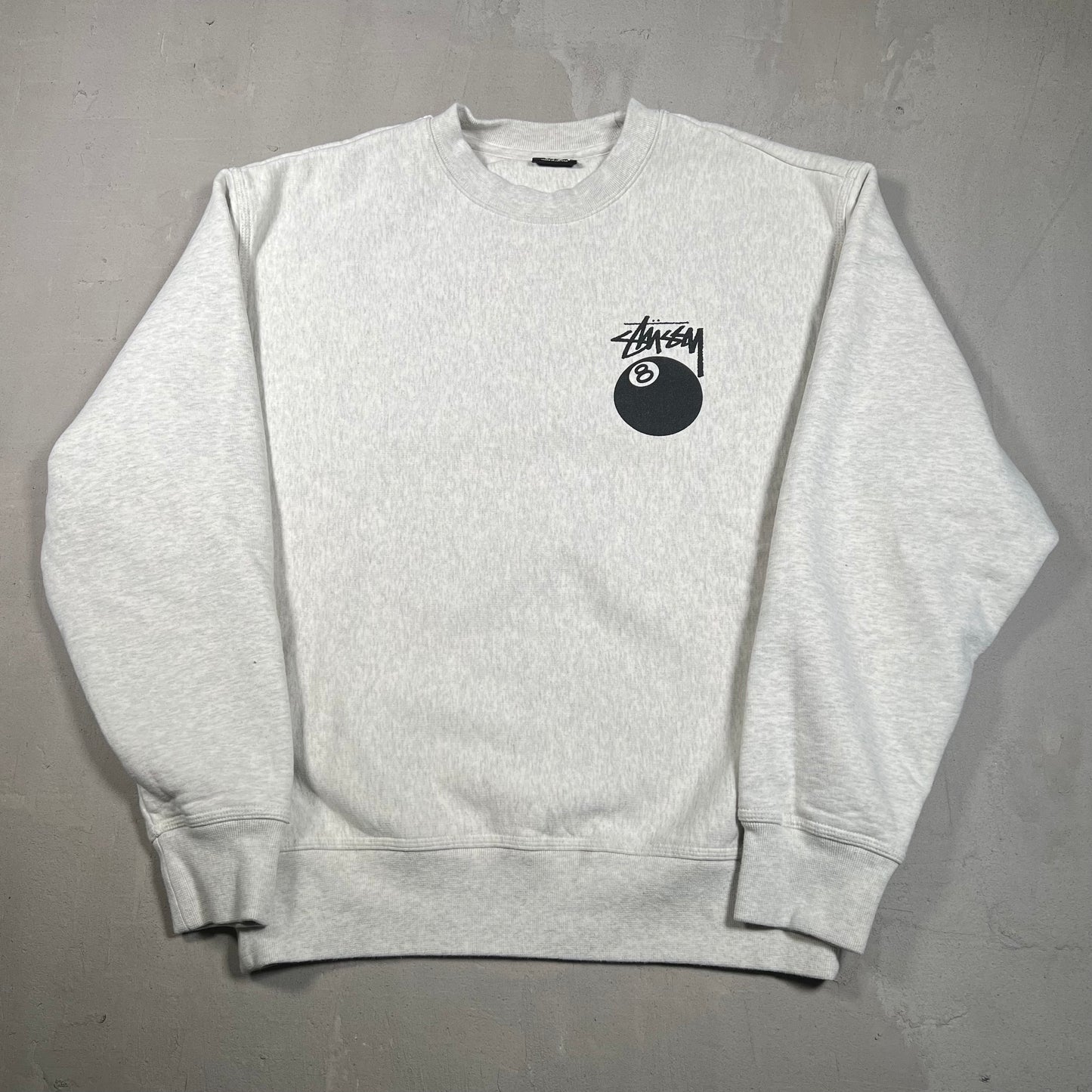 Stussy 8 Ball Grey Crewneck Size Medium USED x17029