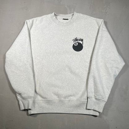 Stussy 8 Ball Grey Crewneck Size Medium USED x17029