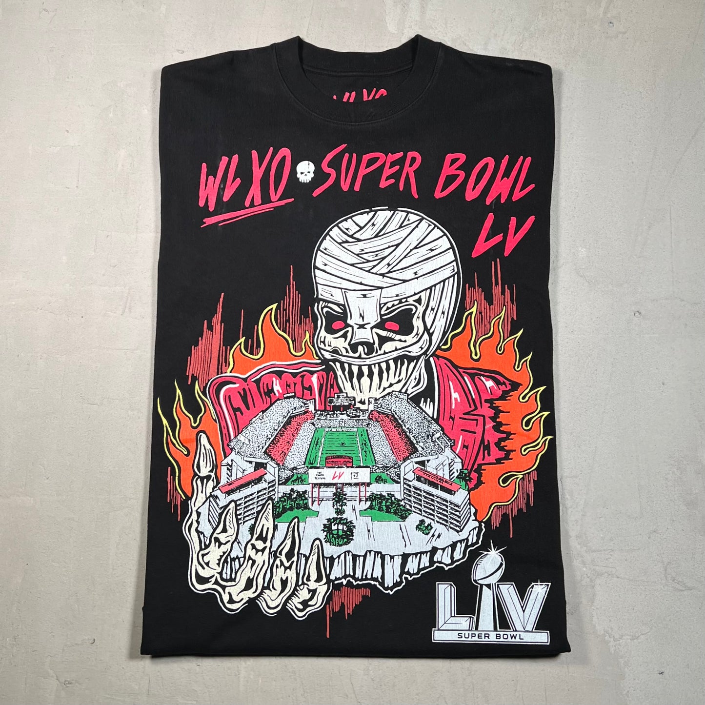 Warren Lotas XO Super Bowl Black Tee Size Large USED x14196