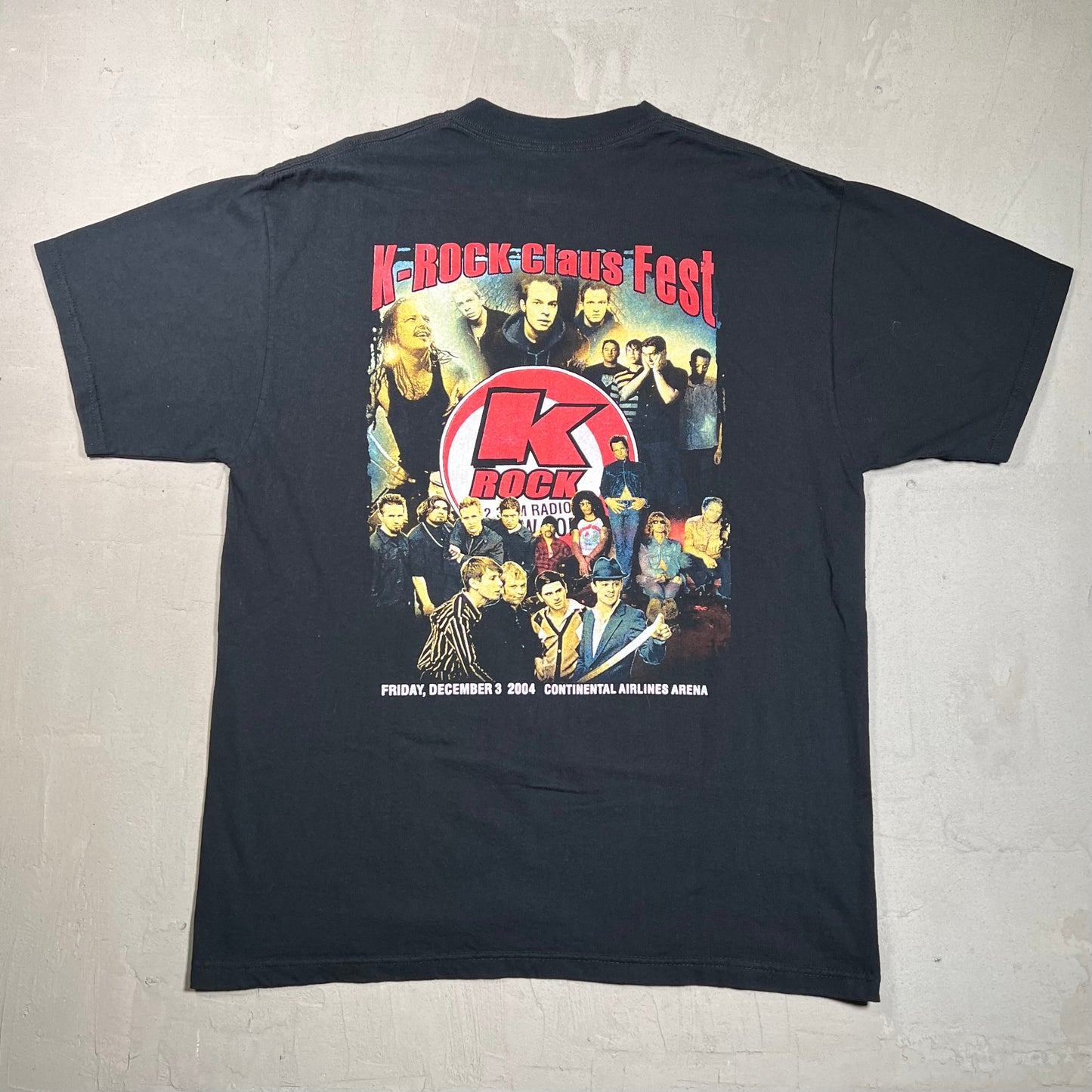 2004 K-Rock Claus Fest Black Tee Size Large USED v19432