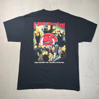 2004 K-Rock Claus Fest Black Tee Size Large USED v19432