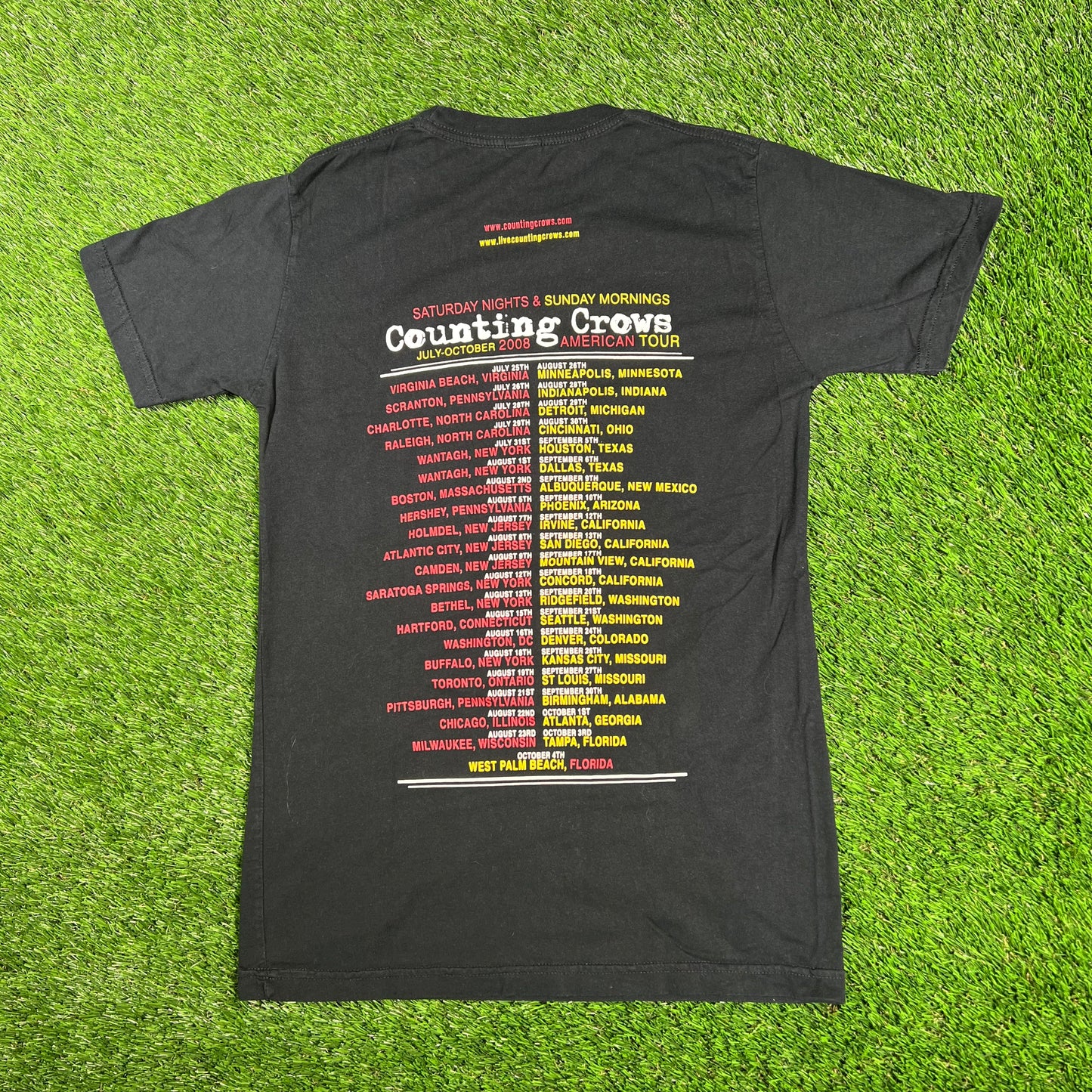 2008 Counting Crows Saturday Nights Empire State Black Tee Size Small USED v17169