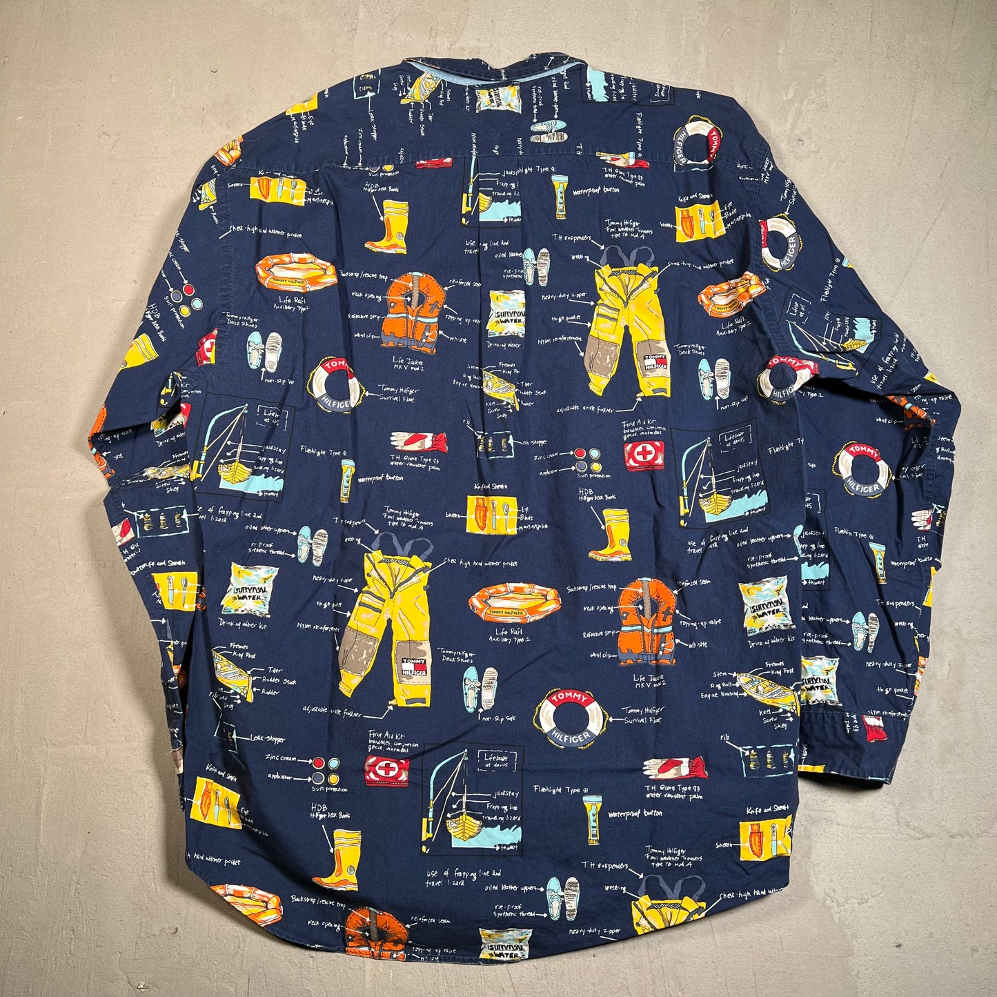 Tommy Hilfiger Nautical AOP Navy Button Up Longsleeve Size XL USED v16548