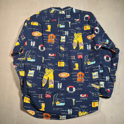 Tommy Hilfiger Nautical AOP Navy Button Up Longsleeve Size XL USED v16548