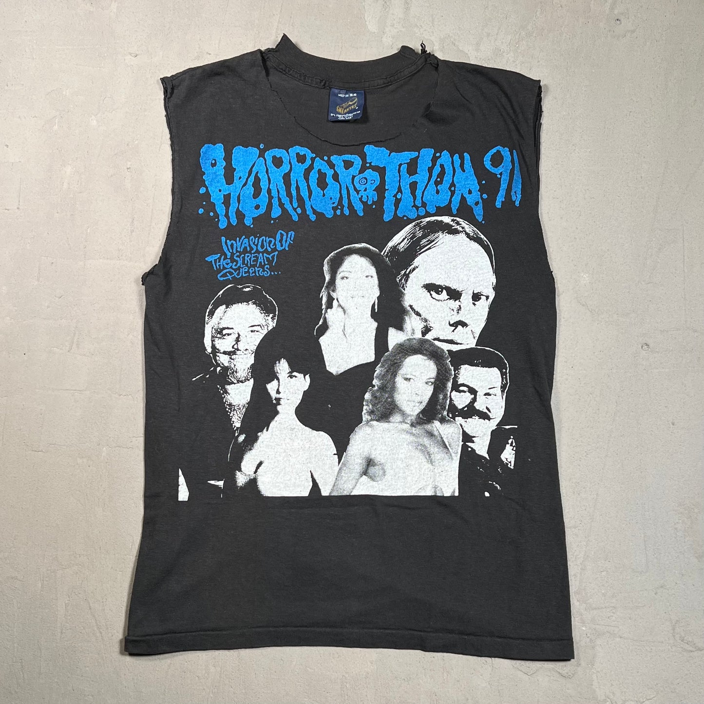 1991 Horrorthon Black Tee Thrashed Size Medium USED v19446