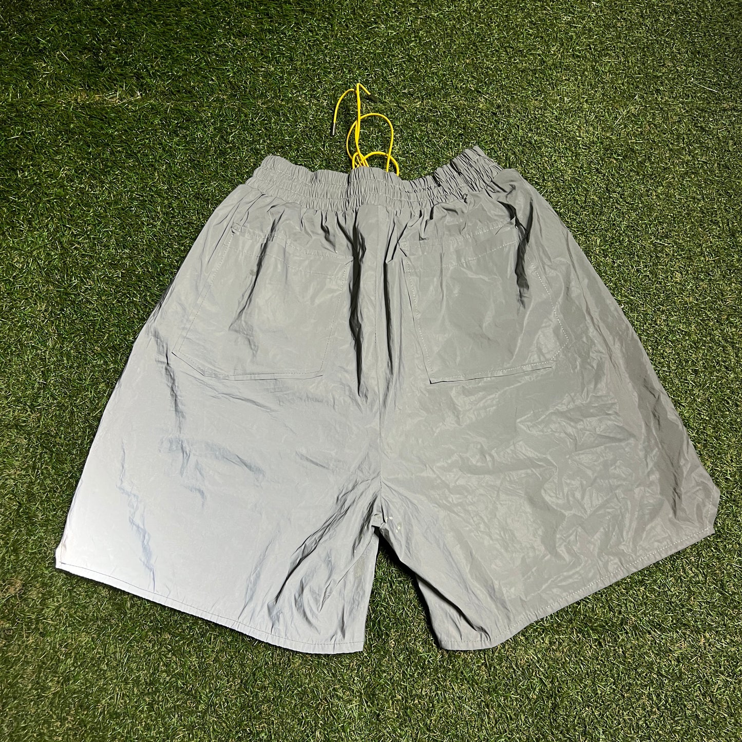 Rhude Reflective Big Logo Silver Shorts Size XL USED x14288