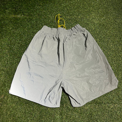 Rhude Reflective Big Logo Silver Shorts Size XL USED x14288