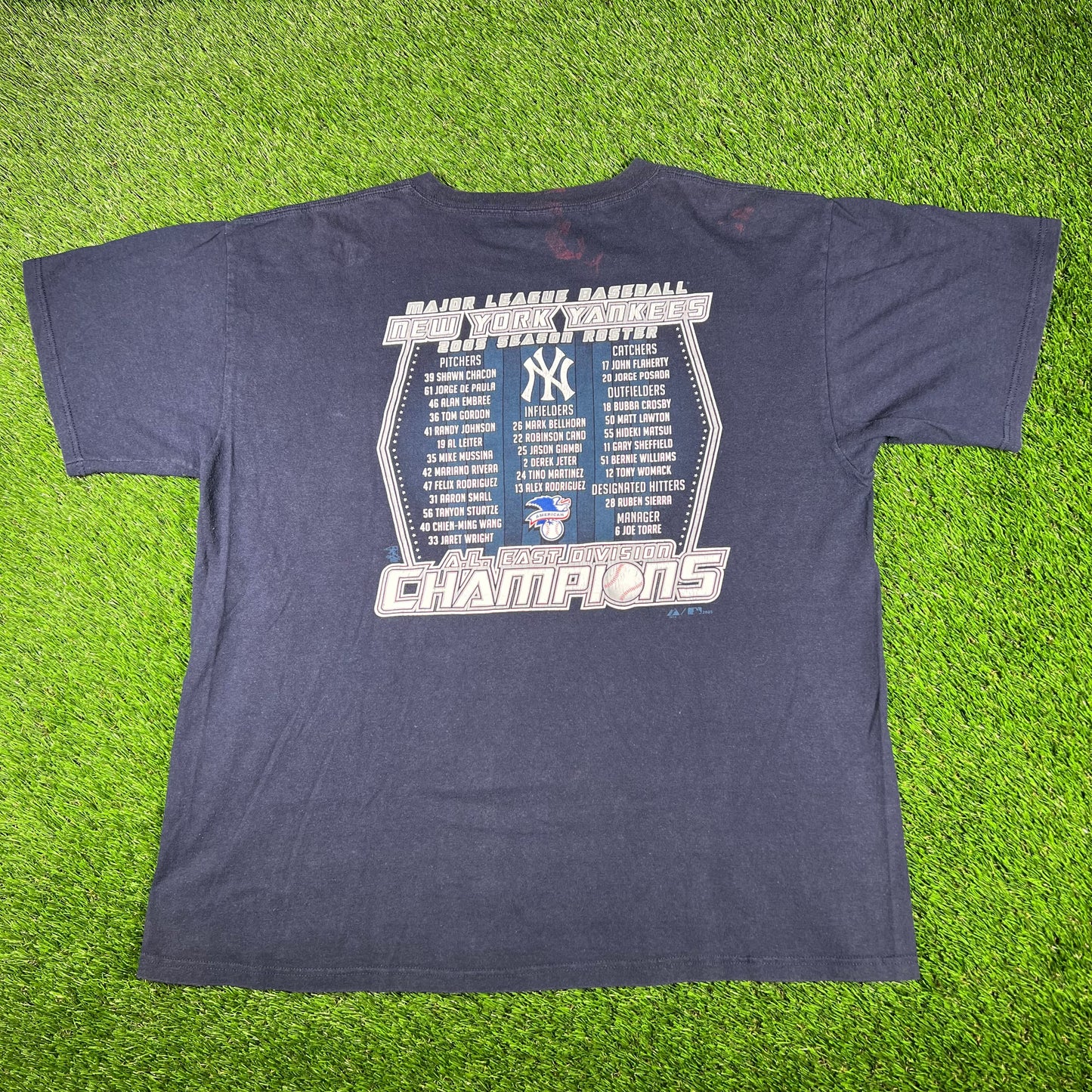 2005 New York Yankees Navy AL East Champions Tee Size XL USED v16997