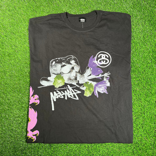 Stussy Strike Pigment Dyed Black Tee Size XXL NEW x15909
