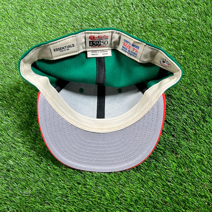Fear of God FOG Essentials Green/Orange Fitted Hat Size 7 1/2 USED x15190
