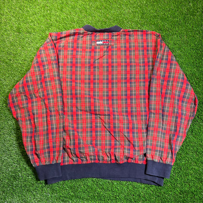 1990s Tommy Hilfiger Golf Red Plaid Crewneck Size Large USED v18881