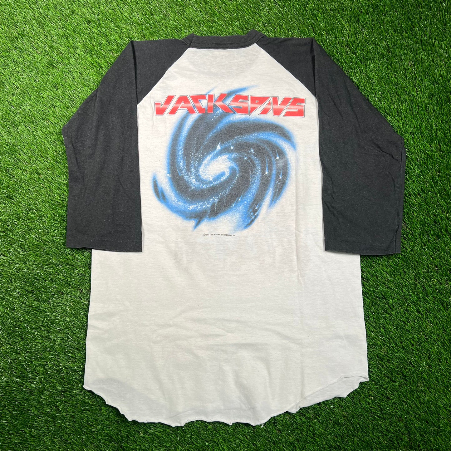 1984 The Jacksons Victory Tour White/Black Ringer Longsleeve Size Large USED v18685