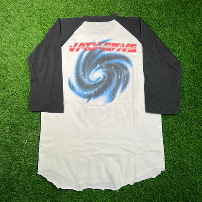 1984 The Jacksons Victory Tour White/Black Ringer Longsleeve Size Large USED v18685