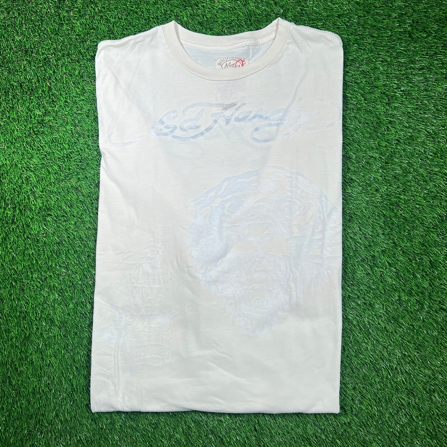 Y2K Ed Hardy White Tiger White Longsleeve Size Large USED v18680