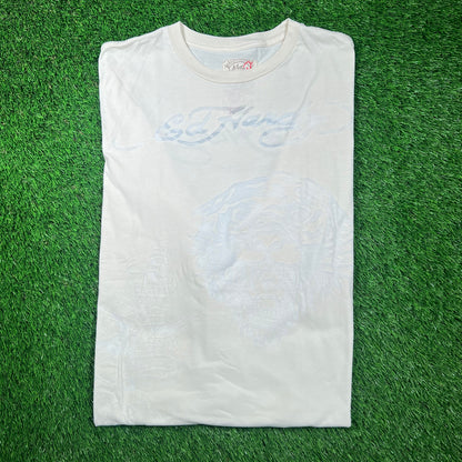 Y2K Ed Hardy White Tiger White Longsleeve Size Large USED v18680