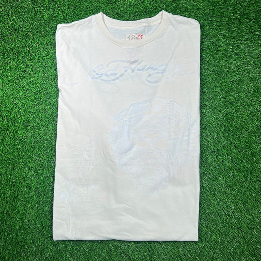 Y2K Ed Hardy White Tiger White Longsleeve Size Large USED v18680