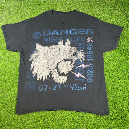 Travis Scott Fragment Danger Intense Volume Black Tee Size Large USED XL USED x14467