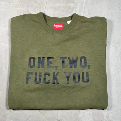 Supreme One Two Fuck You Olive Green Tee (2023) Size Large USED x18752
