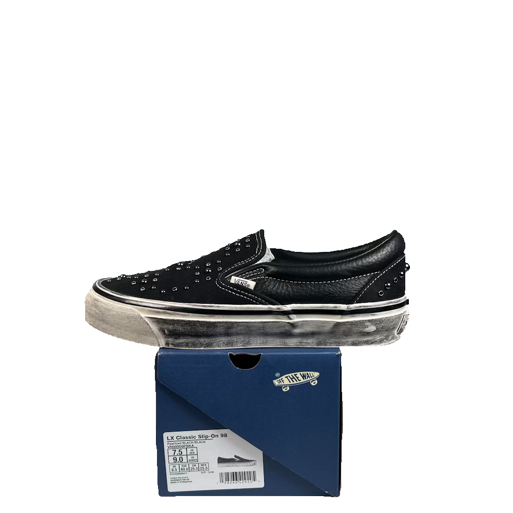 Vans LX Classic Slip On 98 Pearlized Pack Blackout (2026) Size 7.5 USED s23452