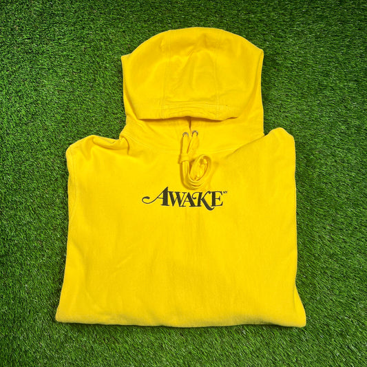 Awake NY Yellow Logo Hoodie Size Medium USED x16349