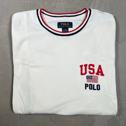 Polo Ralph Lauren White "USA" Thermal Size Medium USED v19034