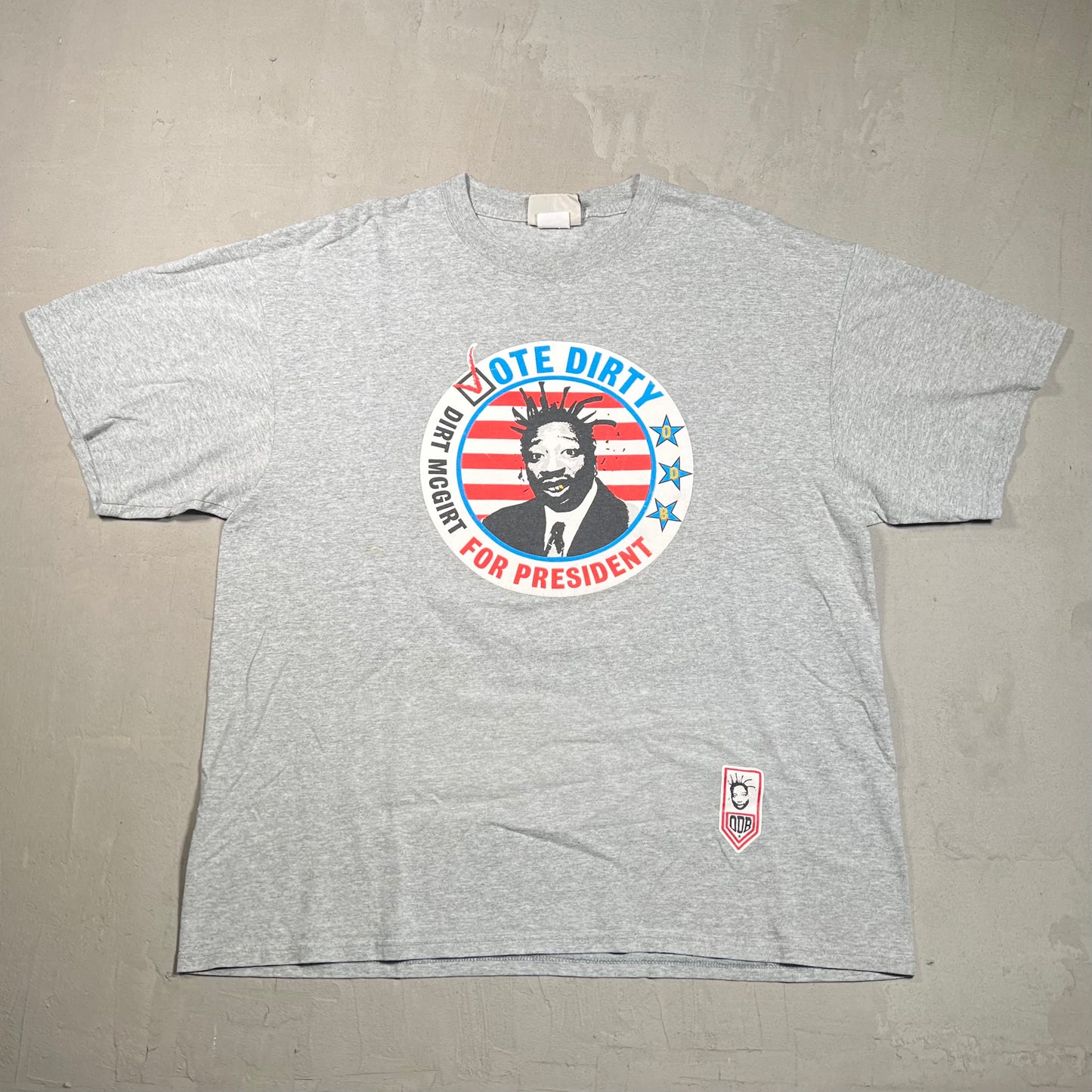 Y2K ODB Old Dirty Bastard For President Dirt Mcgirt Grey Tee Size XL USED v17125