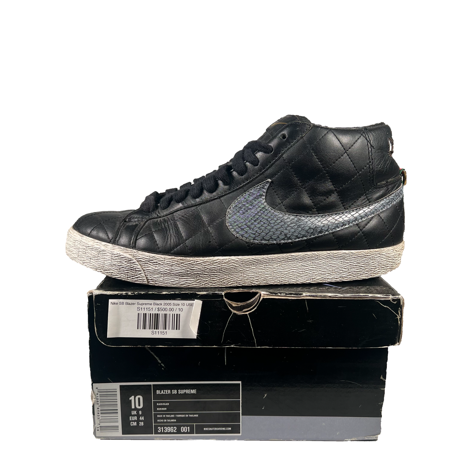 Nike SB Blazer Supreme Black 2005 Size 10 USED s11151