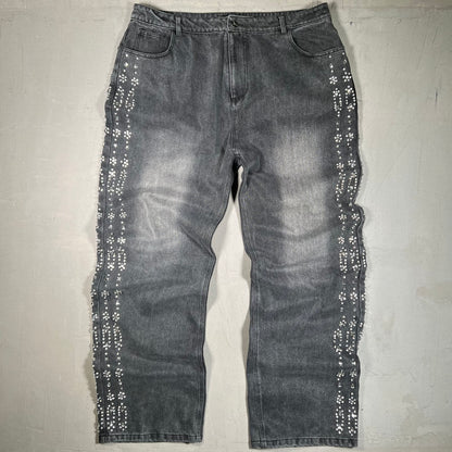Vale Dark Denim Rhinestone Jeans Size 38 USED x17591