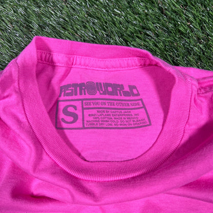 Travis Scott 2021 Astro World Pink Tee Size Small USED x14526