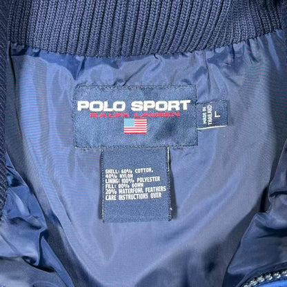 1990s Polo Sport Ralph Lauren Blue Puffy Zip Up Jacket Size Large USED v20272