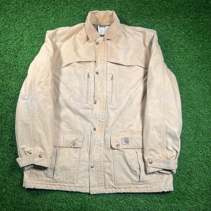 1990s Carhartt Union Made Khaki Field Coat Size Large USED