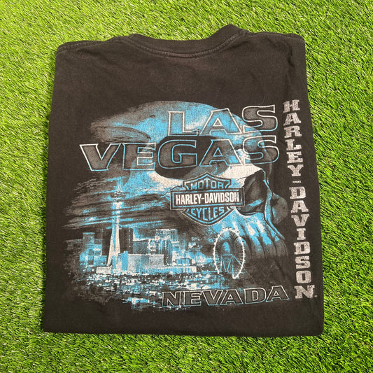 1990's Harley Davidson Black Las Vegas Nevada Tee Size XL USED v18146