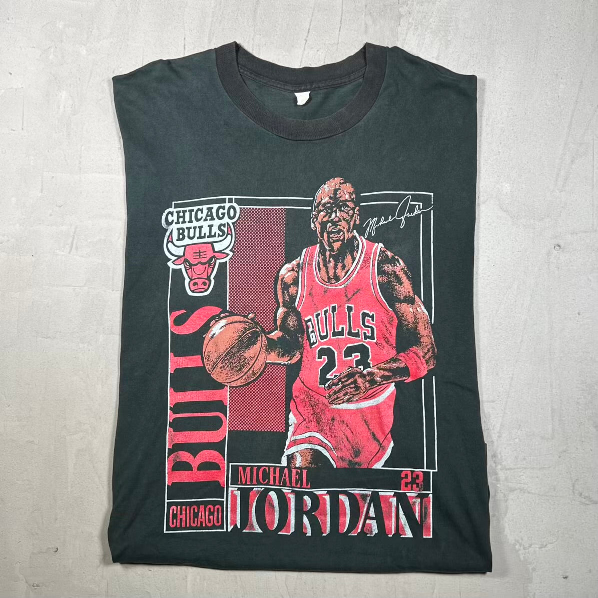 1990s Michael Jordan Player Portrait Black Tee Size XL USED v20308