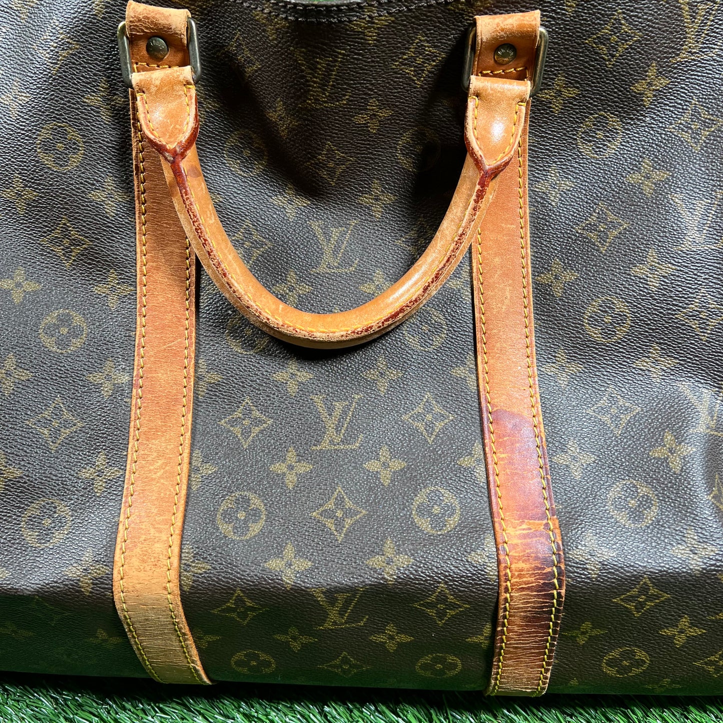 1990s Louis Vuitton Keepall Monogram Brown Duffle Bag USED x15436