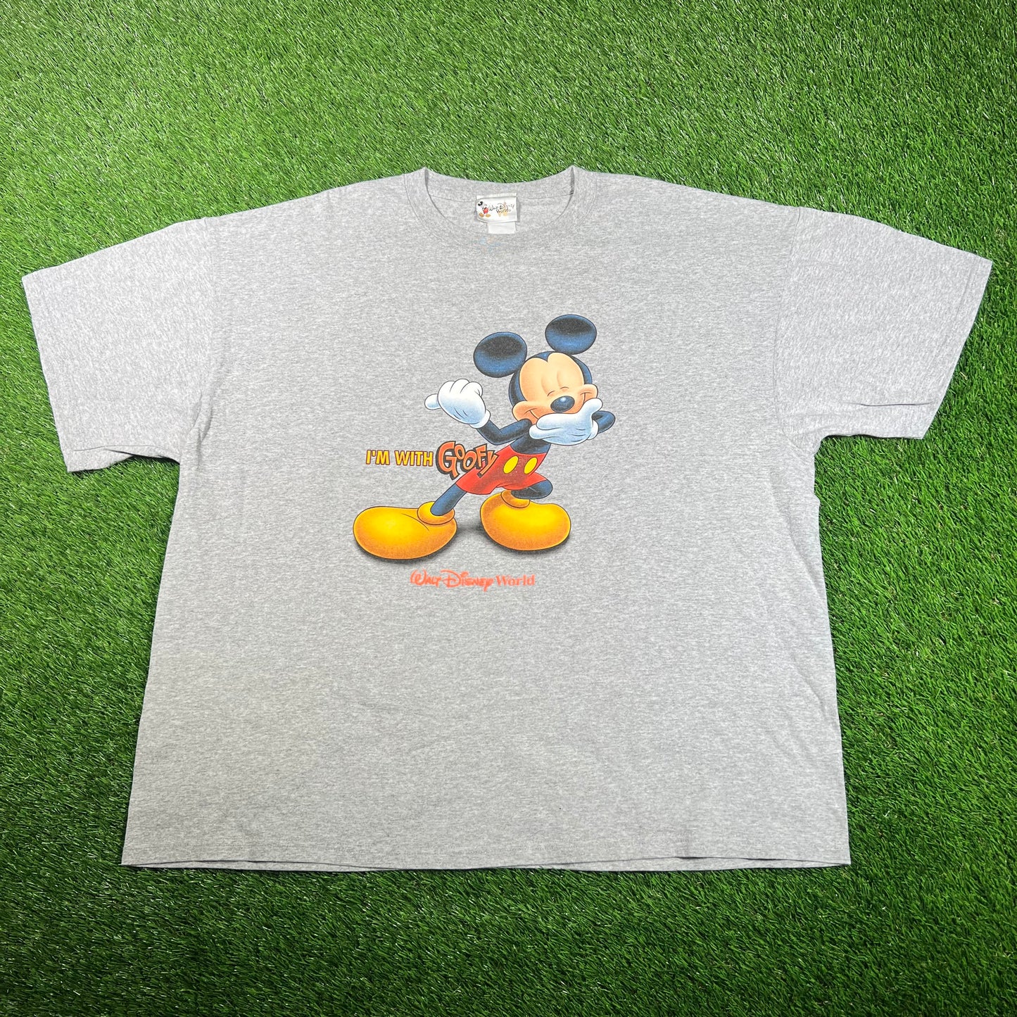 Disney Mickey Mouse "I'm with Goofy" Grey Tee Size XL USED v17852