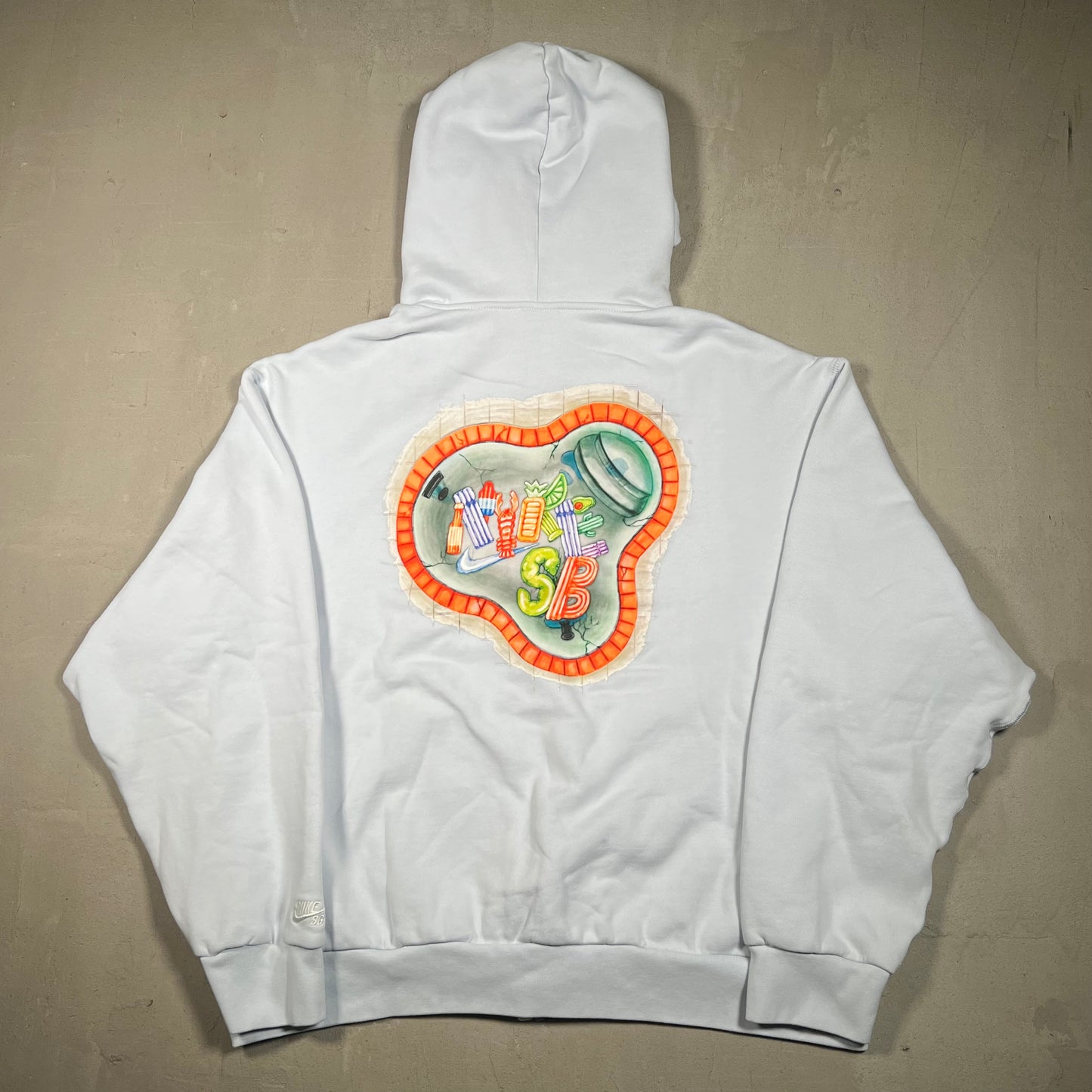 Nike SB Lobster Light Blue Zip Up Hoodie Size Large USED v19042