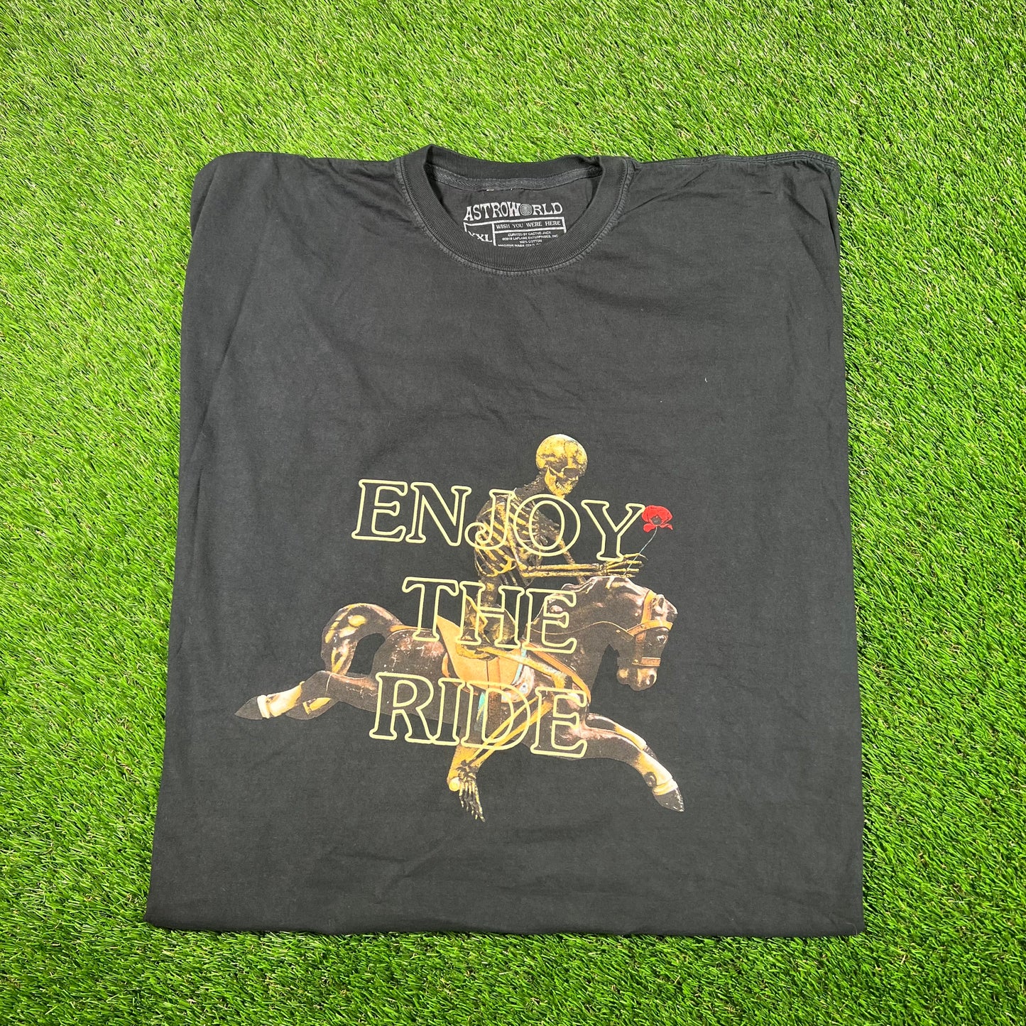 Travis Scott Black Astroworld "Enjoy the Ride" Tee Size XXL USED x15420