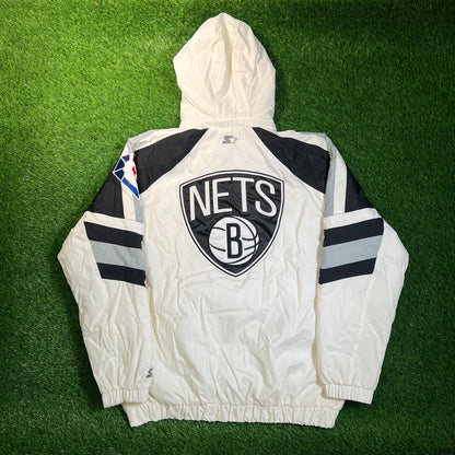 Y2K Brooklyn Nets Starter White Jacket Size XL USED v18849