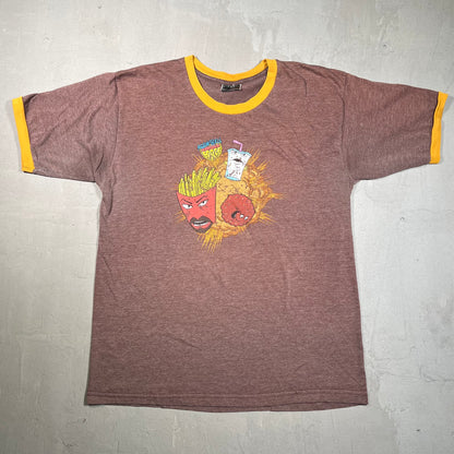 2004 Aqua Teen Hunger Force Adult Swim Cartoon Network Brown Tee Size Large USED v19470