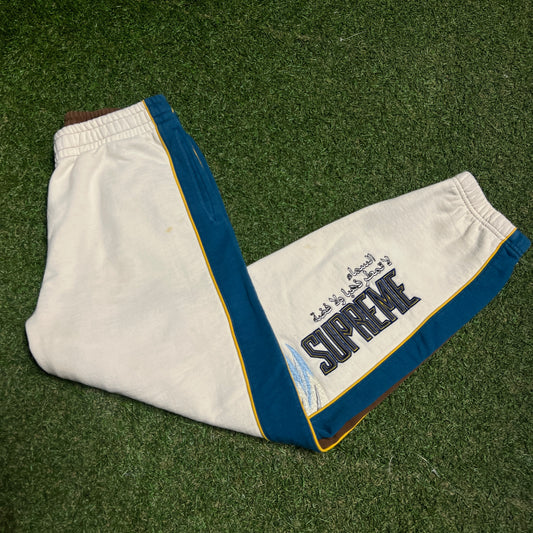 Supreme Falcon Natrual/Blue Sweatpants Size Small USED x13712