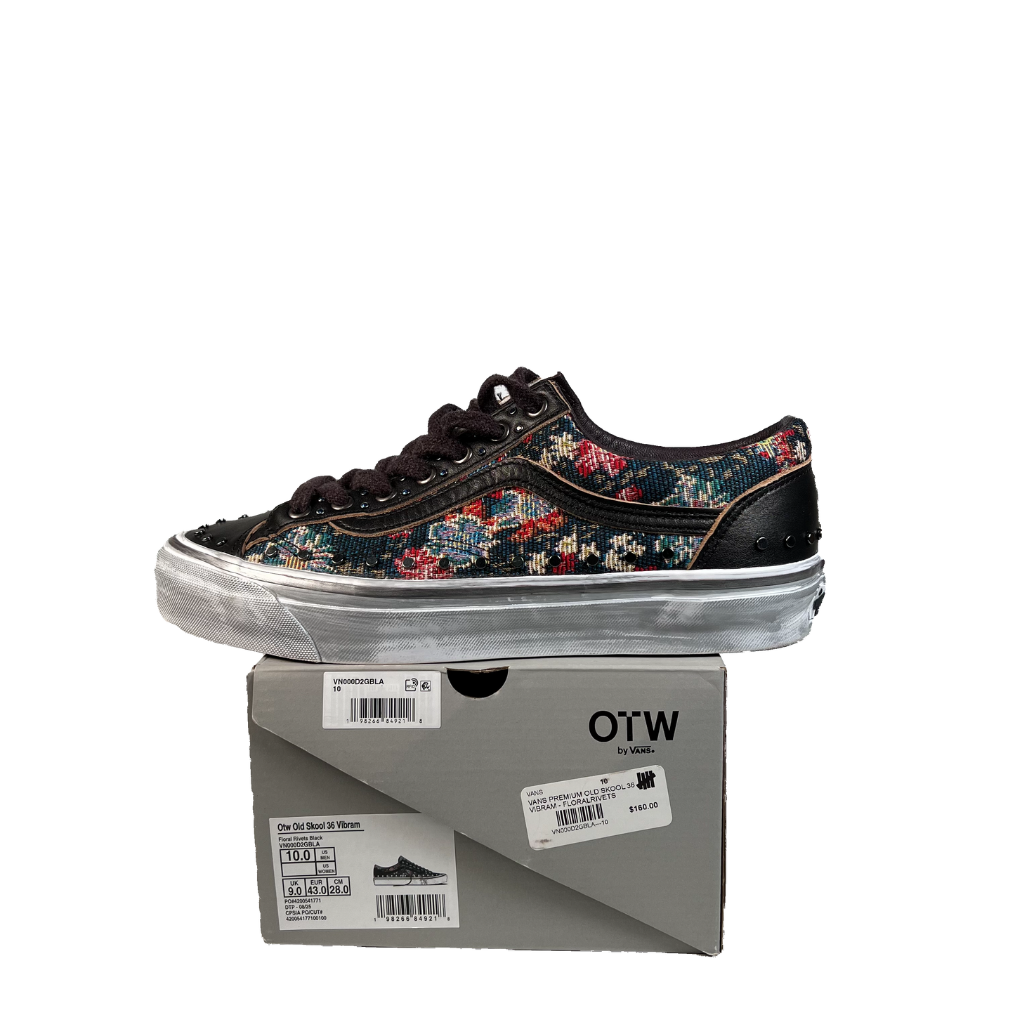 Vans Old Skool Floral Rivets Black (2025) Size 10 USED s22086