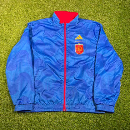 Adidas Spain 2023 Reversible Anthem Blue/Red Jacket Size Large USED v17968
