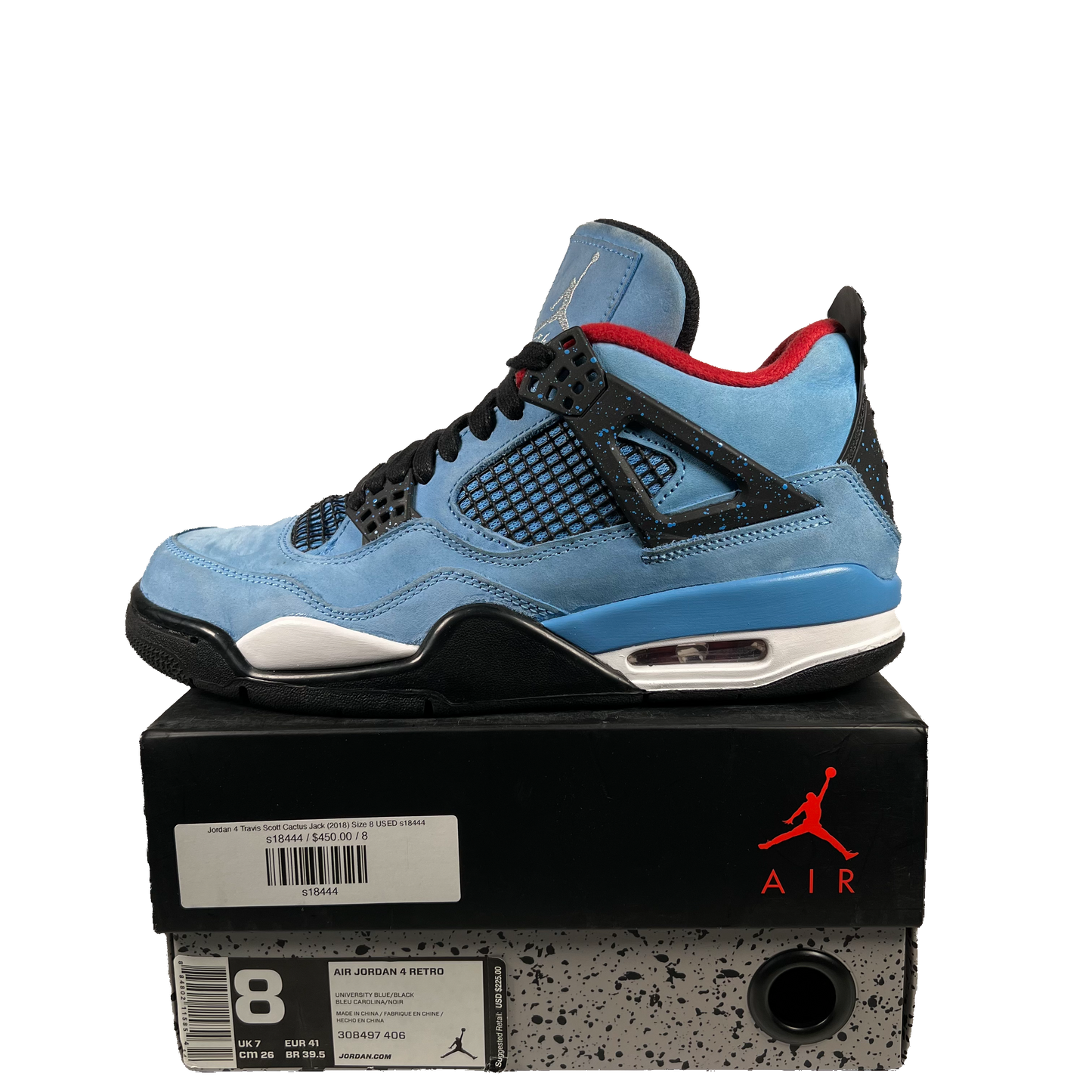Jordan 4 Travis Scott CJ Size 8 USED s17089