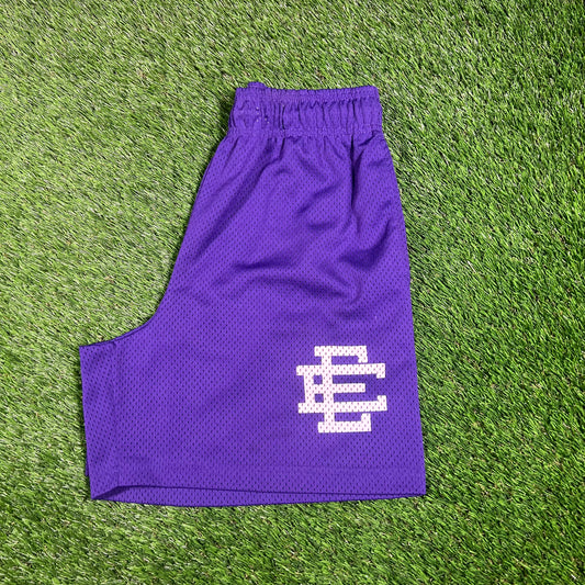 Eric Emanuel Purple Shorts/White Logo Size Medium USED x15247