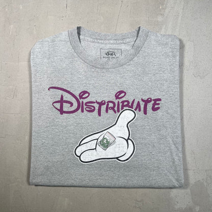Y2K Ecko "Distribute" Disney Spoof Grey Tee Size XL USED v18975