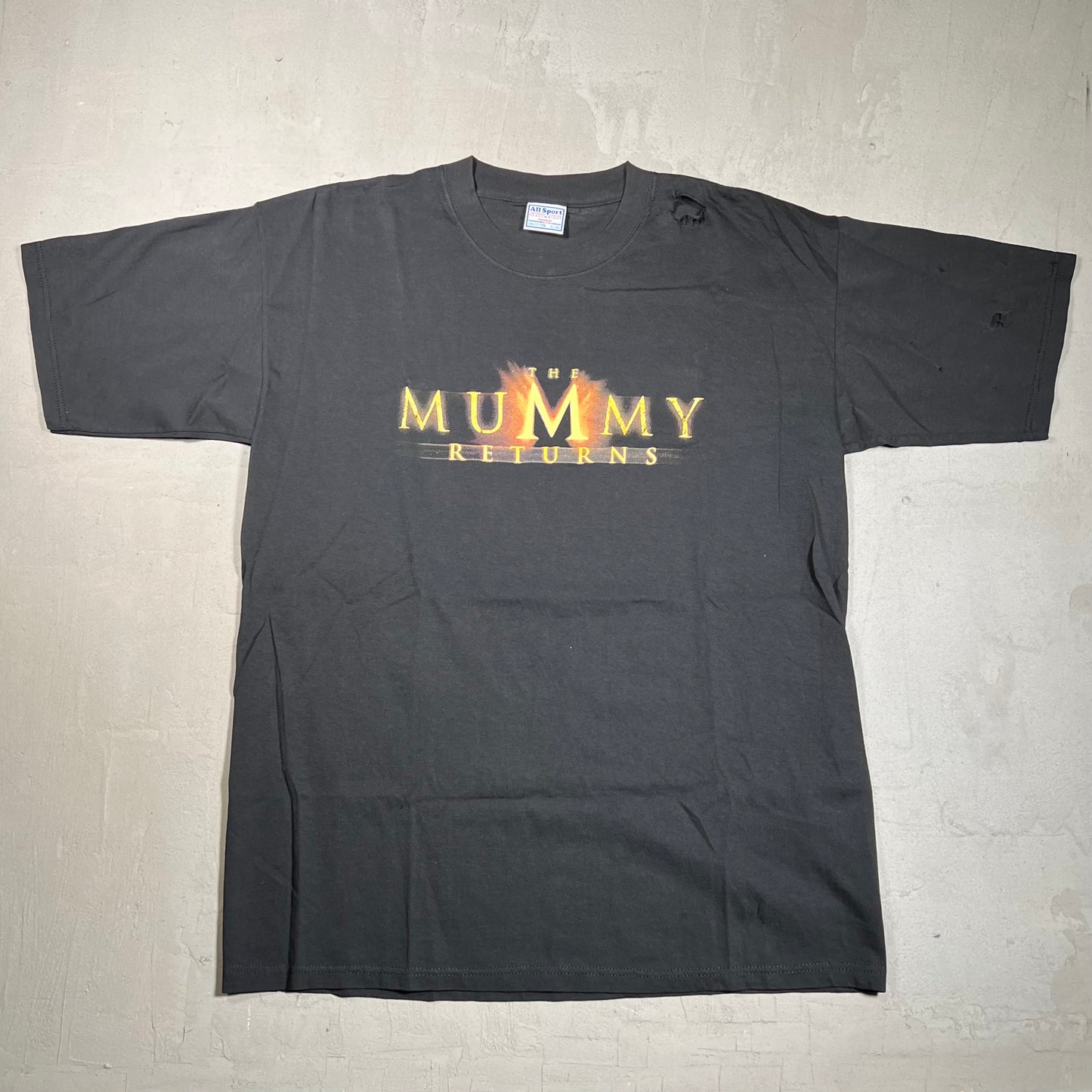 The Mummy Returns 2001 Black Tee DRYROT Size XL USED v11985