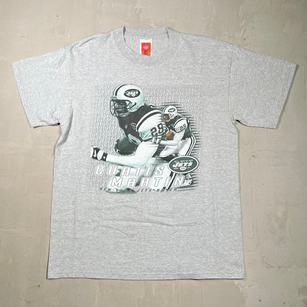 Y2K New York Jets Curtis Martin Grey Tee Size Large USED v20294