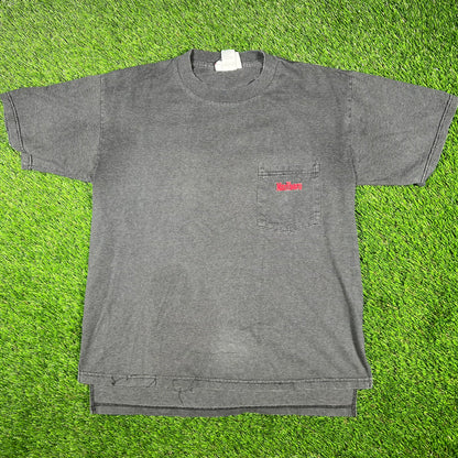 1990s Marlboro Dark Grey Pocket Tee Size Small USED v16875