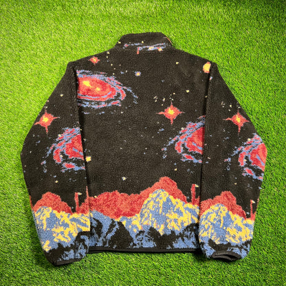 Stussy Cosmos Reversible Jacket Multicolor Sherpa Fleece (2023) Size Medium USED x16776